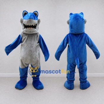 Custom Blue and Gray Shark Character Mascot Costume Adult Full Body Suit for Ocean Events