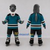 Custom Gray and Teal Shark Character in a Hockey Uniform Mascot Costume Adult Full Body Suit for Sports Events