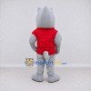 Custom Gray and Red Shark Character in a Jersey Mascot Costume Adult Full Body Suit for Sports Events Custom Gray and Red Shark Character in a Jersey Mascot Costume Adult Full Body Suit for Sports Events