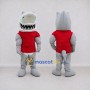 Custom Gray and Red Shark Character in a Jersey Mascot Costume Adult Full Body Suit for Sports Events