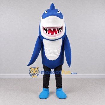 Custom Blue and White Shark Character Mascot Costume Adult Full Body Suit for Ocean Events Custom Blue and White Shark Character Mascot Costume Adult Full Body Suit for Ocean Events