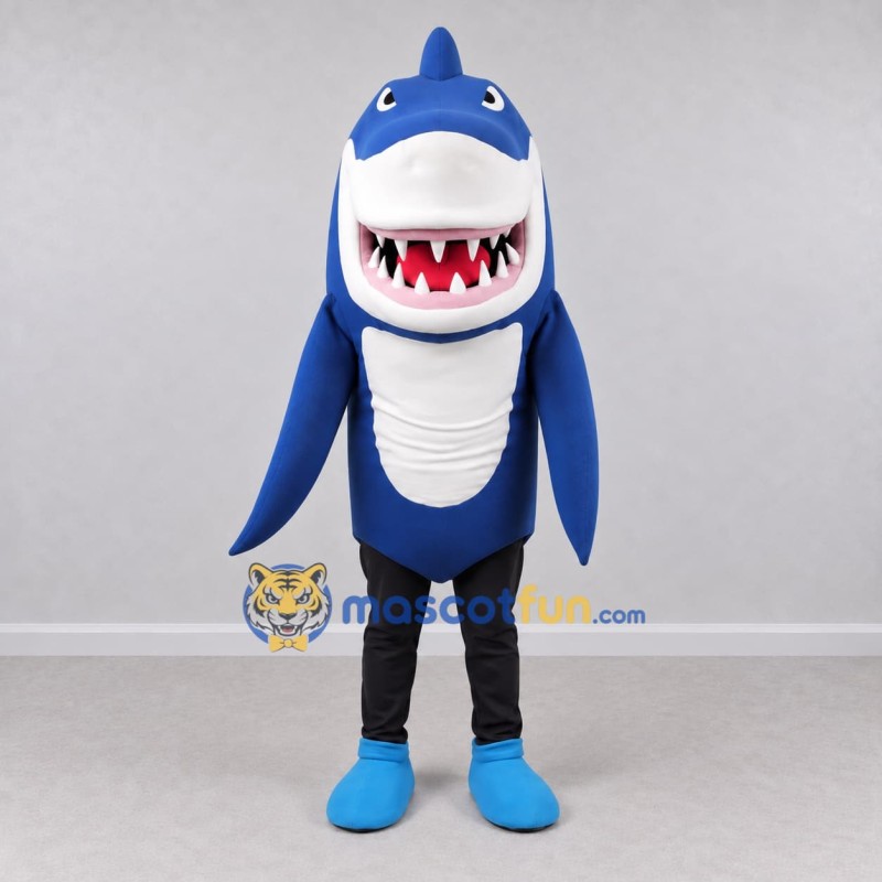 Custom Blue and White Shark Character Mascot Costume Adult Full Body Suit for Ocean Events Custom Blue and White Shark Character Mascot Costume Adult Full Body Suit for Ocean Events