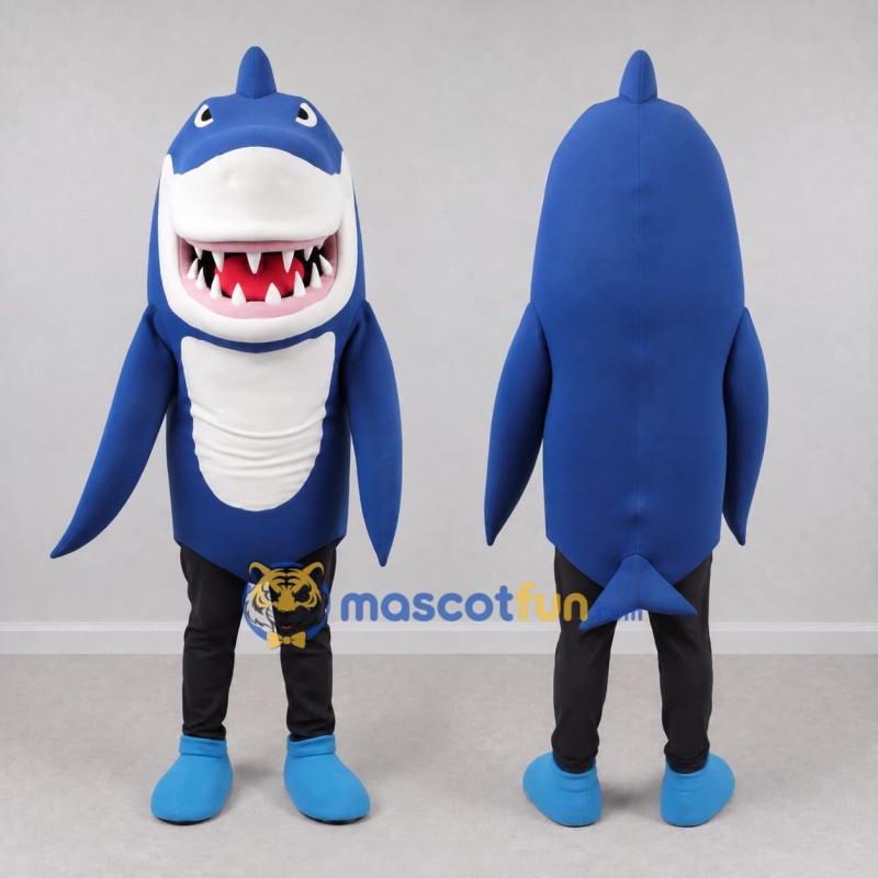 Custom Blue and White Shark Character Mascot Costume Adult Full Body Suit for Ocean Events Custom Blue and White Shark Character Mascot Costume Adult Full Body Suit for Ocean Events