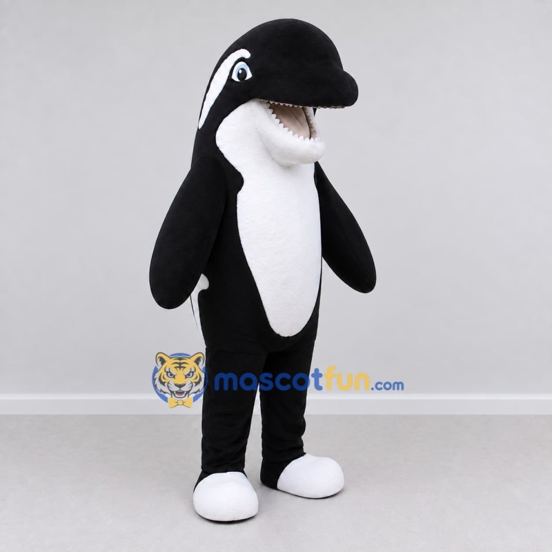 Custom Black and White Orca Character Mascot Costume Adult Full Body Suit for Ocean Events Custom Black and White Orca Character Mascot Costume Adult Full Body Suit for Ocean Events