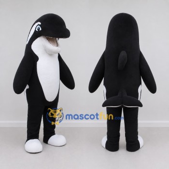 Custom Black and White Orca Character Mascot Costume Adult Full Body Suit for Ocean Events