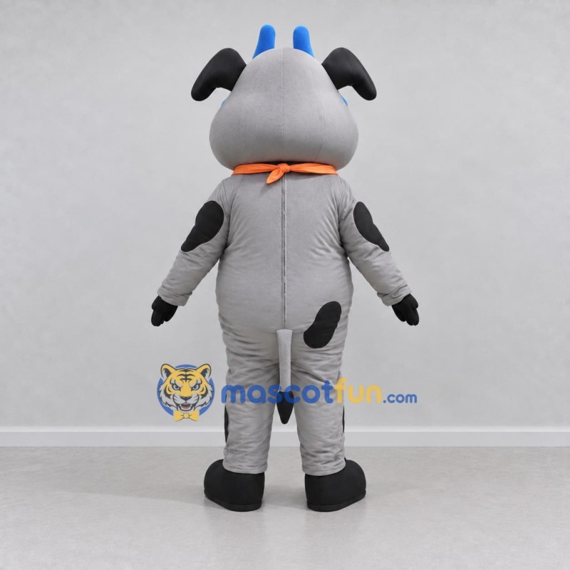 Custom Gray and Black Dog Character with a Bandana Mascot Costume Adult Full Body Suit for School Events Custom Gray and Black Dog Character with a Bandana Mascot Costume Adult Full Body Suit for School Events