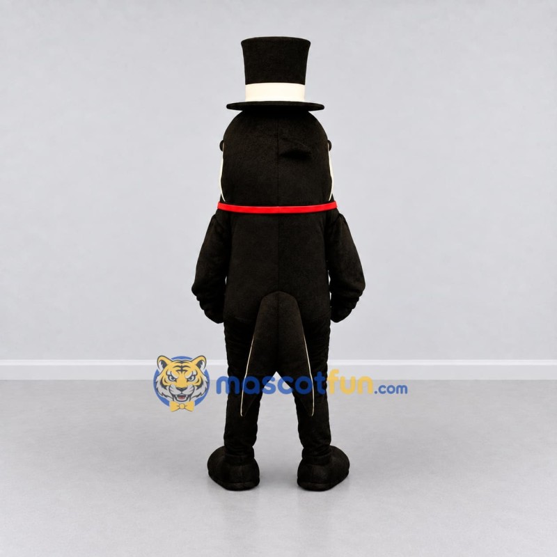 Custom Black and Cream Shark Character with a Top Hat Mascot Costume Adult Full Body Suit for Theme Parties Custom Black and Cream Shark Character with a Top Hat Mascot Costume Adult Full Body Suit for Theme Parties