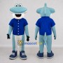 Custom Blue and White Hammerhead Shark Character in a Shirt Mascot Costume Adult Full Body Suit for Ocean Events