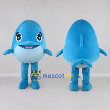 Custom Blue and White Whale Character Mascot Costume Adult Full Body Suit for Ocean Events