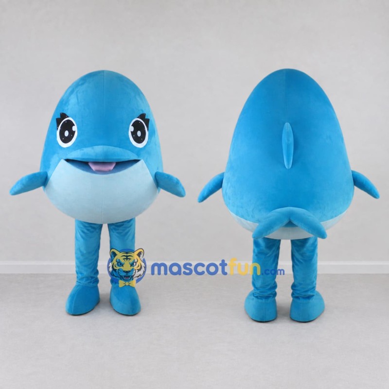Custom Blue and White Whale Character Mascot Costume Adult Full Body Suit for Ocean Events