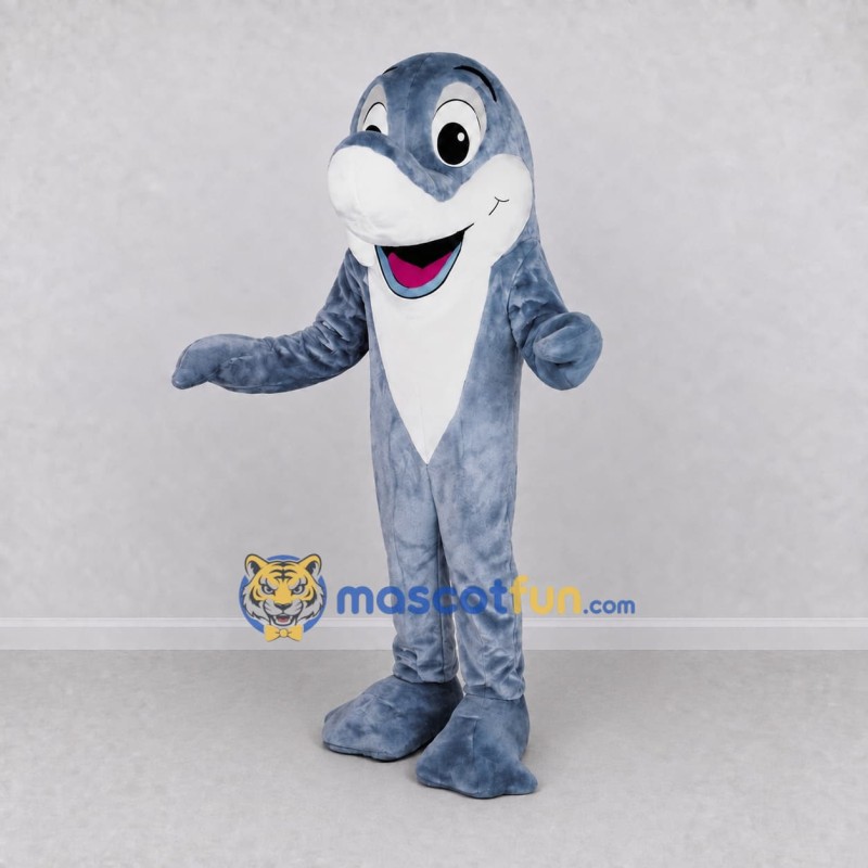 Custom Gray and White Dolphin Character Mascot Costume Adult Full Body Suit for Ocean Events
