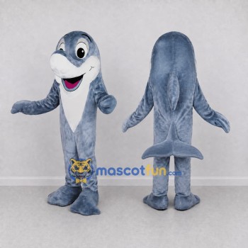 Custom Gray and White Dolphin Character Mascot Costume Adult Full Body Suit for Ocean Events