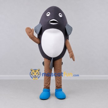 Custom Gray and White Fish Character Mascot Costume Adult Full Body Suit for Ocean Events Custom Gray and White Fish Character Mascot Costume Adult Full Body Suit for Ocean Events