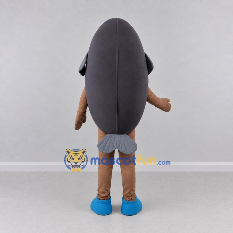 Custom Gray and White Fish Character Mascot Costume Adult Full Body Suit for Ocean Events Custom Gray and White Fish Character Mascot Costume Adult Full Body Suit for Ocean Events