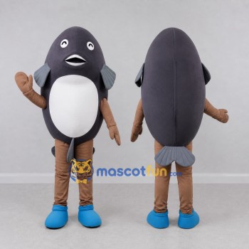 Custom Gray and White Fish Character Mascot Costume Adult Full Body Suit for Ocean Events