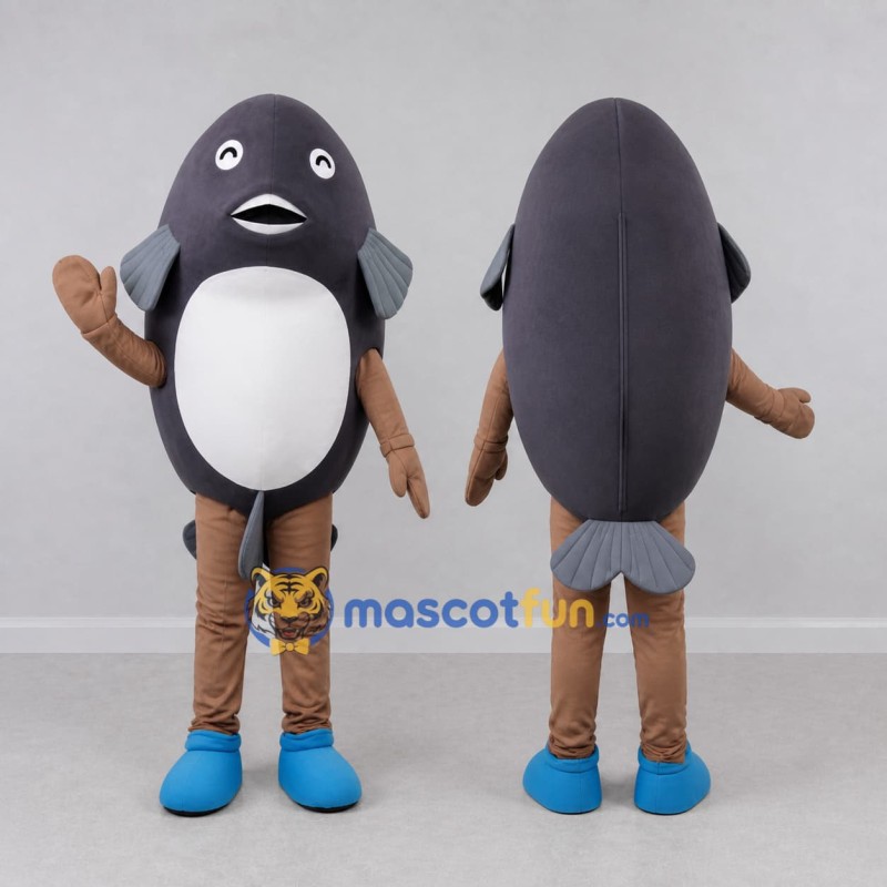 Custom Gray and White Fish Character Mascot Costume Adult Full Body Suit for Ocean Events Custom Gray and White Fish Character Mascot Costume Adult Full Body Suit for Ocean Events