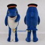 Custom Blue and White Dolphin Character with a Captain Hat Mascot Costume Adult Full Body Suit for Ocean Events