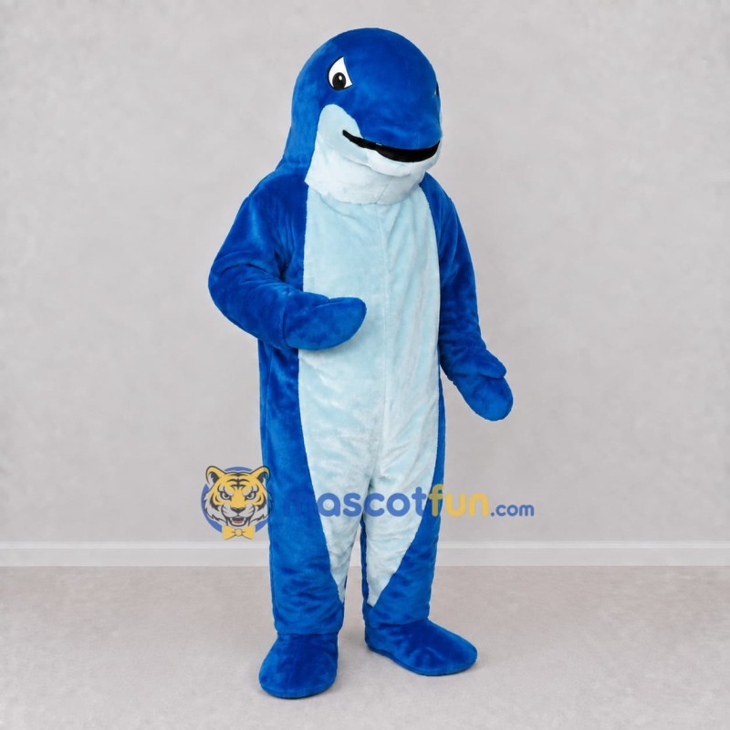 Custom Blue and White Dolphin Character Mascot Costume Adult Full Body Suit for Ocean Events Custom Blue and White Dolphin Character Mascot Costume Adult Full Body Suit for Ocean Events