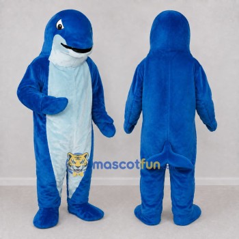 Custom Blue and White Dolphin Character Mascot Costume Adult Full Body Suit for Ocean Events