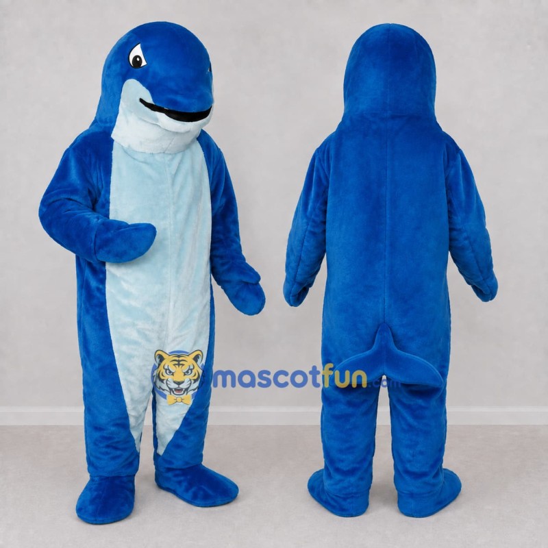 Custom Blue and White Dolphin Character Mascot Costume Adult Full Body Suit for Ocean Events Custom Blue and White Dolphin Character Mascot Costume Adult Full Body Suit for Ocean Events