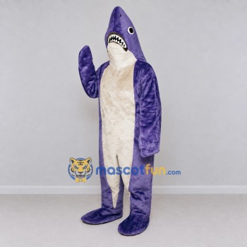 Custom Purple and Cream Shark Character Mascot Costume Adult Full Body Suit for Ocean Events Custom Purple and Cream Shark Character Mascot Costume Adult Full Body Suit for Ocean Events