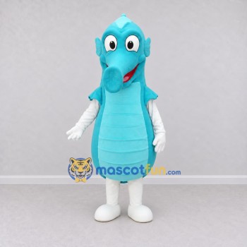 Custom Teal and White Seahorse Character Mascot Costume Adult Full Body Suit for Ocean Events Custom Teal and White Seahorse Character Mascot Costume Adult Full Body Suit for Ocean Events