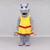 Custom Gray and Yellow Hippo Character in a Dress Mascot Costume Adult Full Body Suit for School Events Custom Gray and Yellow Hippo Character in a Dress Mascot Costume Adult Full Body Suit for School Events