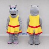 Custom Gray and Yellow Hippo Character in a Dress Mascot Costume Adult Full Body Suit for School Events Custom Gray and Yellow Hippo Character in a Dress Mascot Costume Adult Full Body Suit for School Events