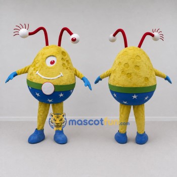 Custom Yellow and Blue Eyestalk Alien Character Mascot Costume Adult Full Body Suit for Theme Parties
