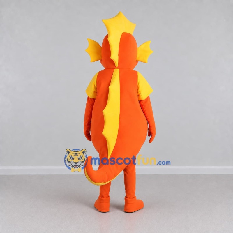 Custom Orange and Yellow Seahorse Character Mascot Costume Adult Full Body Suit for Ocean Events Custom Orange and Yellow Seahorse Character Mascot Costume Adult Full Body Suit for Ocean Events