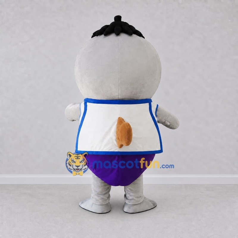 Custom Gray and Purple Fish Character in an Apron Mascot Costume Adult Full Body Suit for Theme Parties Custom Gray and Purple Fish Character in an Apron Mascot Costume Adult Full Body Suit for Theme Parties