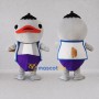 Custom Gray and Purple Fish Character in an Apron Mascot Costume Adult Full Body Suit for Theme Parties