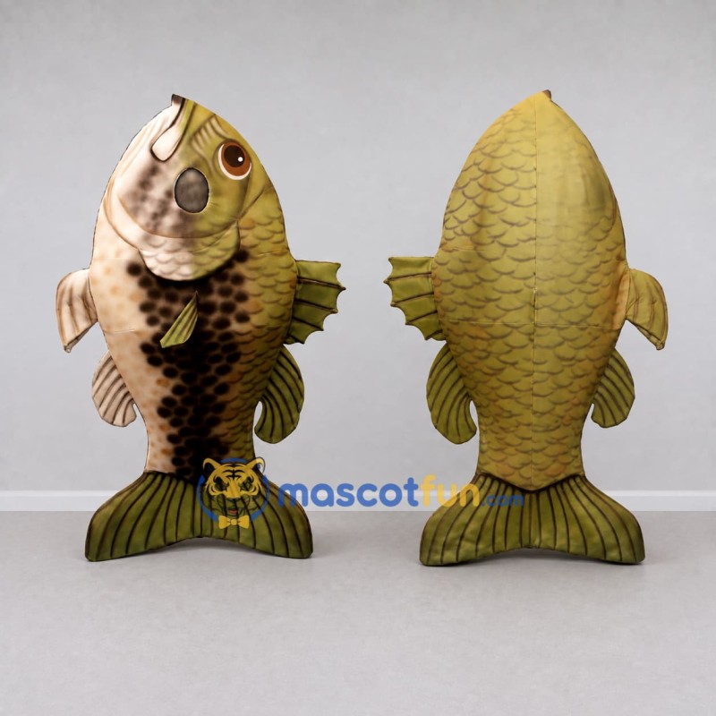 Custom Gold and Brown Fish Character Mascot Costume Adult Full Body Suit for Ocean Events