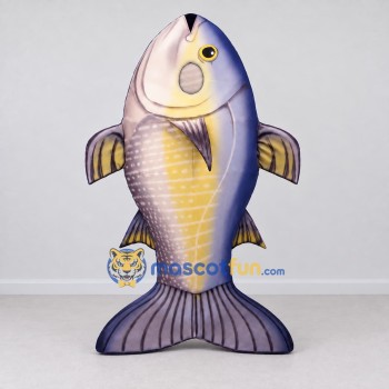 Custom Purple and Gold Fish Character Mascot Costume Adult Full Body Suit for Ocean Events Custom Purple and Gold Fish Character Mascot Costume Adult Full Body Suit for Ocean Events