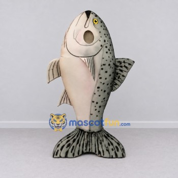 Custom Gray and White Spotted Fish Character Mascot Costume Adult Full Body Suit for Ocean Events