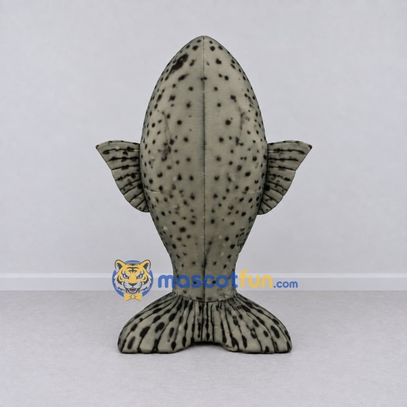 Custom Gray and White Spotted Fish Character Mascot Costume Adult Full Body Suit for Ocean Events Custom Gray and White Spotted Fish Character Mascot Costume Adult Full Body Suit for Ocean Events