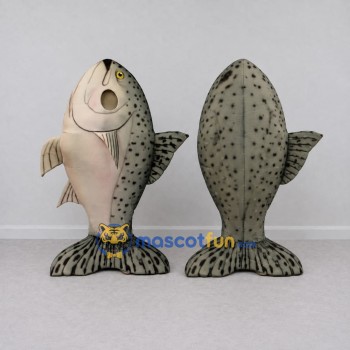 Custom Gray and White Spotted Fish Character Mascot Costume Adult Full Body Suit for Ocean Events
