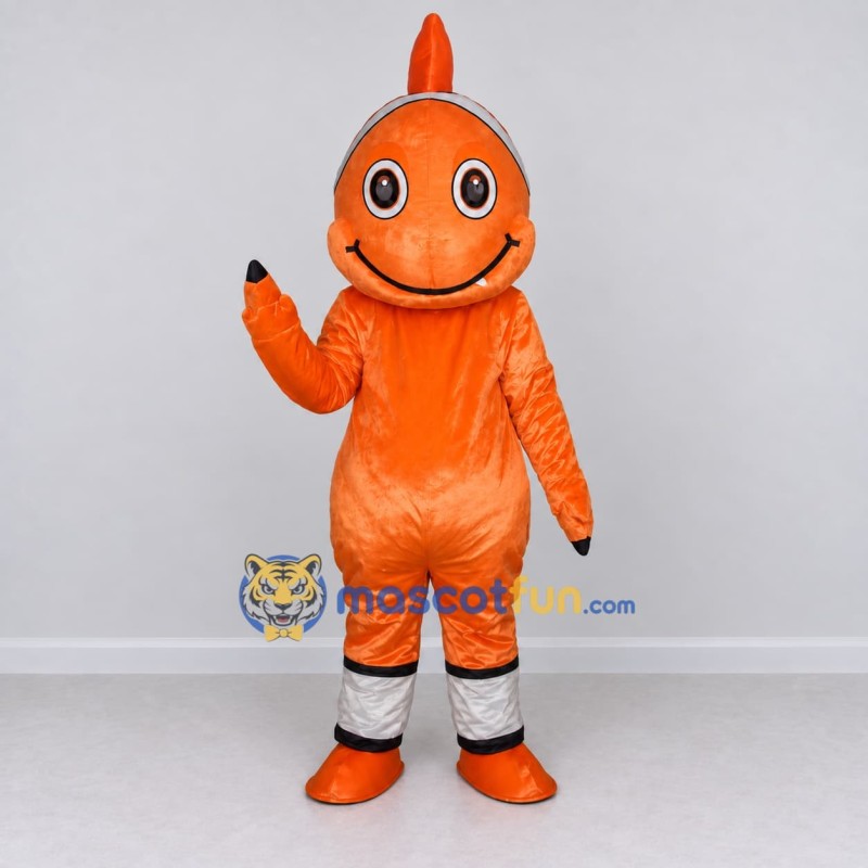 Custom Orange and White Fish Character Mascot Costume Adult Full Body Suit for Ocean Events Custom Orange and White Fish Character Mascot Costume Adult Full Body Suit for Ocean Events