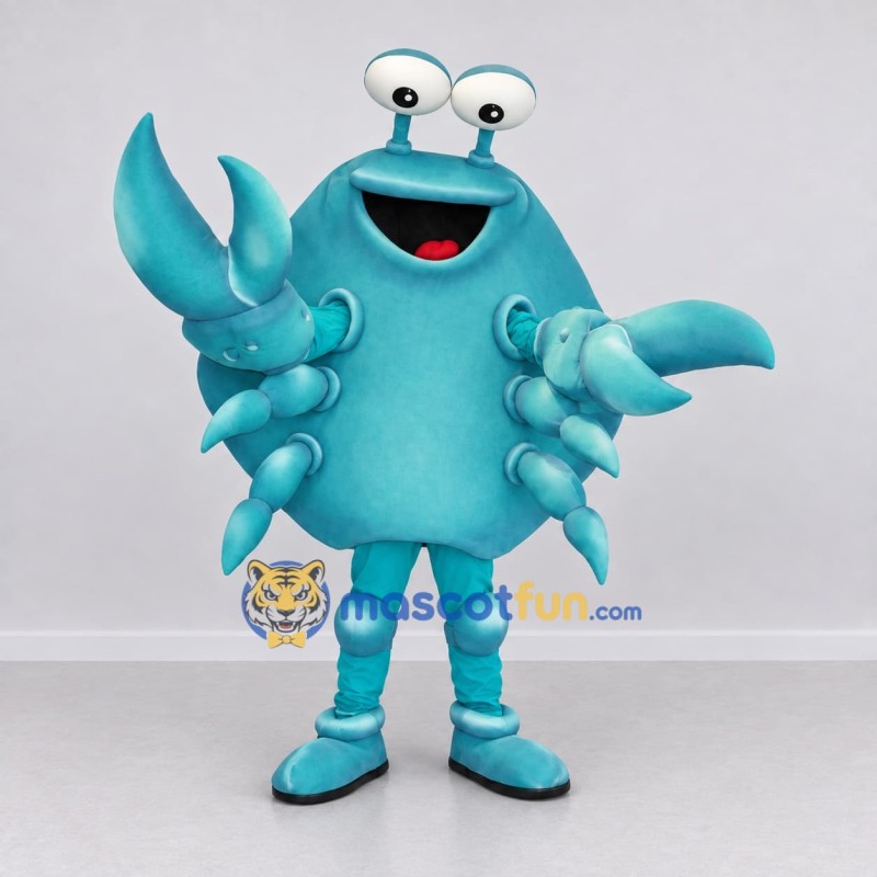 Custom Teal and White Crab Character Mascot Costume Adult Full Body Suit for Ocean Events Custom Teal and White Crab Character Mascot Costume Adult Full Body Suit for Ocean Events