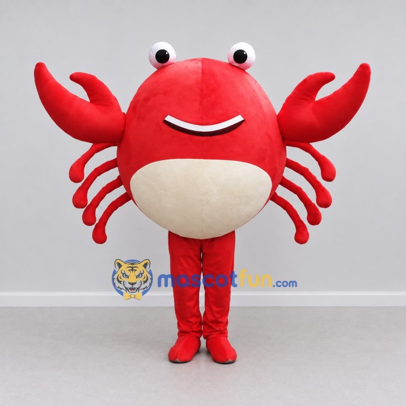 Custom Red and Cream Crab Character Mascot Costume Adult Full Body Suit for Ocean Events Custom Red and Cream Crab Character Mascot Costume Adult Full Body Suit for Ocean Events