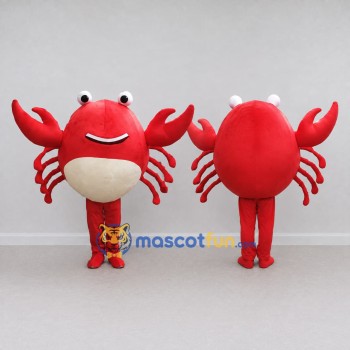 Custom Red and Cream Crab Character Mascot Costume Adult Full Body Suit for Ocean Events