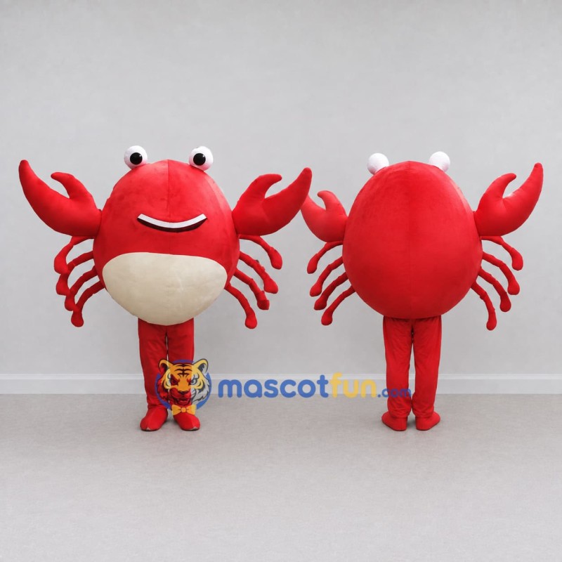 Custom Red and Cream Crab Character Mascot Costume Adult Full Body Suit for Ocean Events Custom Red and Cream Crab Character Mascot Costume Adult Full Body Suit for Ocean Events