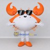 Custom Orange and White Crab Character with Sunglasses Mascot Costume Adult Full Body Suit for Summer Events Custom Orange and White Crab Character with Sunglasses Mascot Costume Adult Full Body Suit for Summer Events