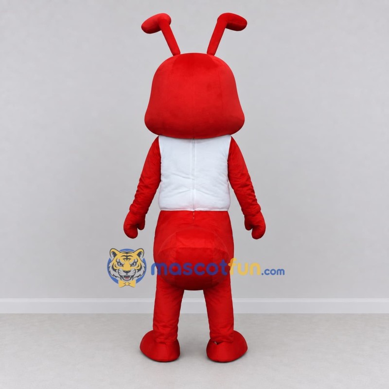 Custom Red and White Ant Character in a T-Shirt Mascot Costume Adult Full Body Suit for School Events