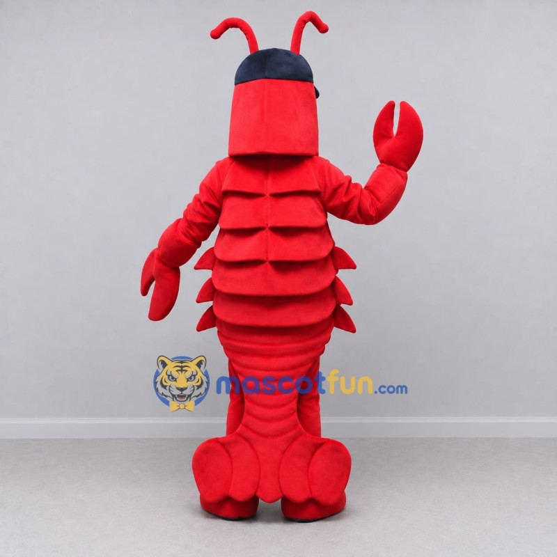 Custom Red and Navy Lobster Character with a Cap Mascot Costume Adult Full Body Suit for Ocean Events