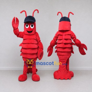 Custom Red and Navy Lobster Character with a Cap Mascot Costume Adult Full Body Suit for Ocean Events