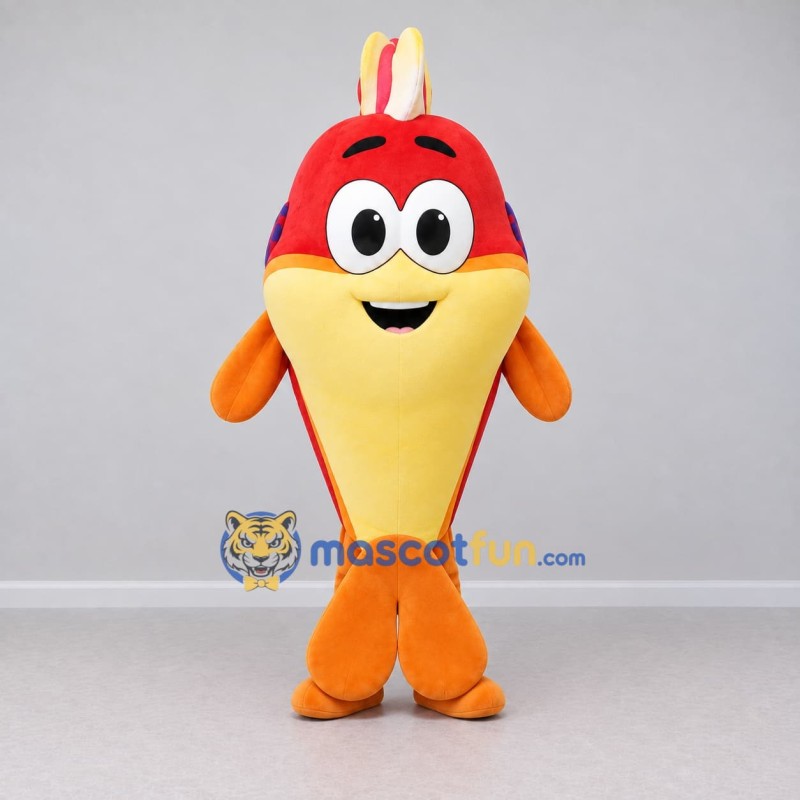 Custom Red and Yellow Fish Character Mascot Costume Adult Full Body Suit for Ocean Events Custom Red and Yellow Fish Character Mascot Costume Adult Full Body Suit for Ocean Events