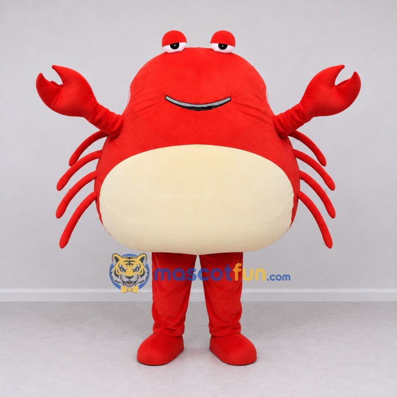 Custom Red and Cream Crab Character Mascot Costume Adult Full Body Suit for Ocean Events Custom Red and Cream Crab Character Mascot Costume Adult Full Body Suit for Ocean Events