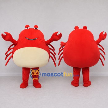 Custom Red and Cream Crab Character Mascot Costume Adult Full Body Suit for Ocean Events
