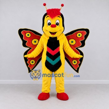 Custom Yellow Red and Black Butterfly Character Mascot Costume Adult Full Body Suit for Garden Events Custom Yellow Red and Black Butterfly Character Mascot Costume Adult Full Body Suit for Garden Events